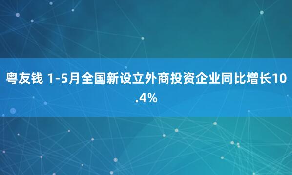 粤友钱 1-5月全国新设立外商投资企业同比增长10.4%